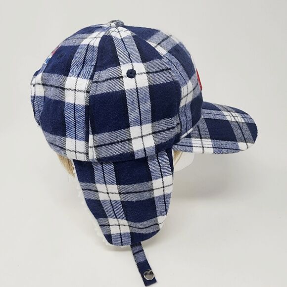 Minnesota Twins Cap Sherpa Earflap Blue Flannel Plaid Snapback Baseball One Size - Picture 7 of 11
